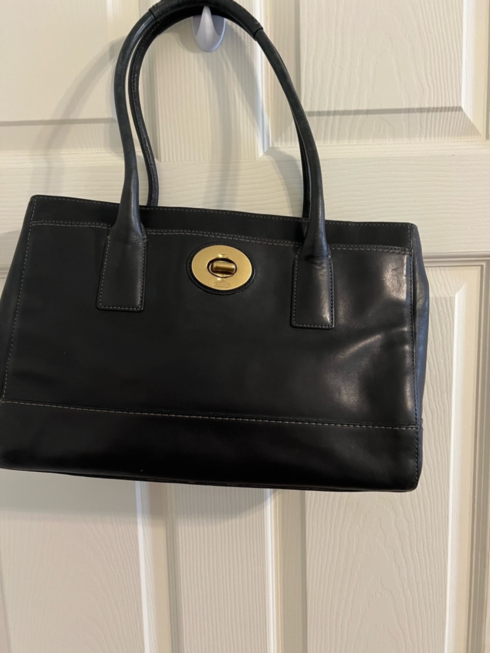 Vintage Coach Black Leather Madeline Satchel Shoulder Bag 11554